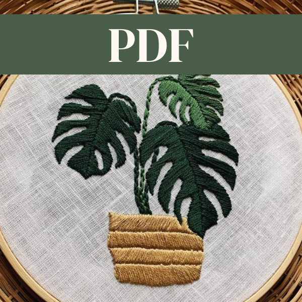 PDF - Monstera Embroidery Template and Instructions