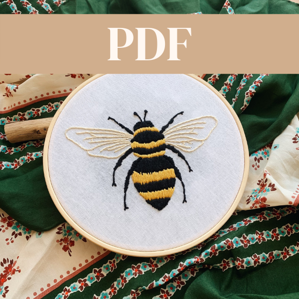 PDF - Bumble Bee Embroidery Template and Instructions